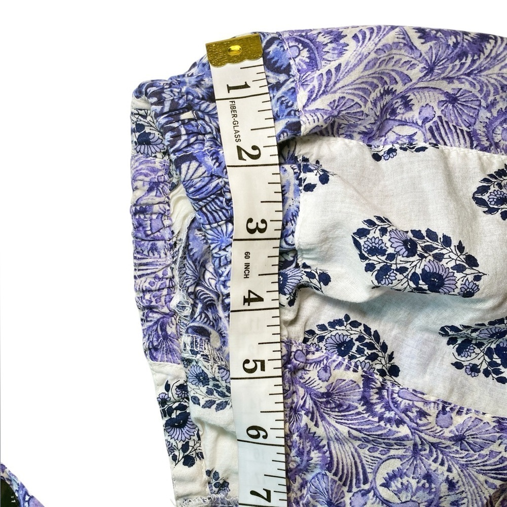 J. Crew Blue and White Patchwork Cropped Peasant Blouse - Picture 11 of 12